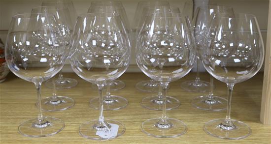 A set of twelve Riedel burgundy glasses height 21cm